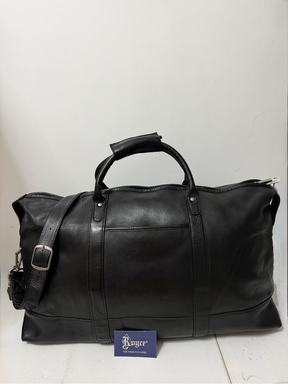 ROYCE New York- designerBlack Leather executive Weekender Duffel Bag